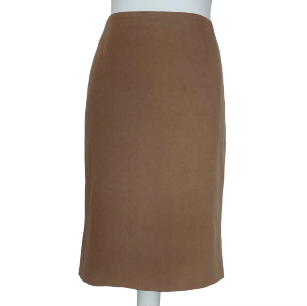 Jigsaw Pencil Skirt Wool Angora Cashmere Blend Beige Size 14 Fuzzy Midi 34"W - Picture 1 of 11